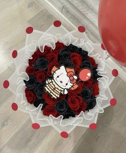 Hello Kitty Clown Bouquet Ramo Spooky Halloween Boo Basket