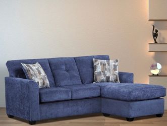 Navy Blue Sectional With Reversible Chaise