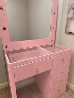 Pink vanity + chair