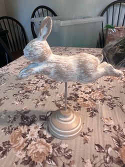 Decorative Leaping Rabbit Figurine on Stand