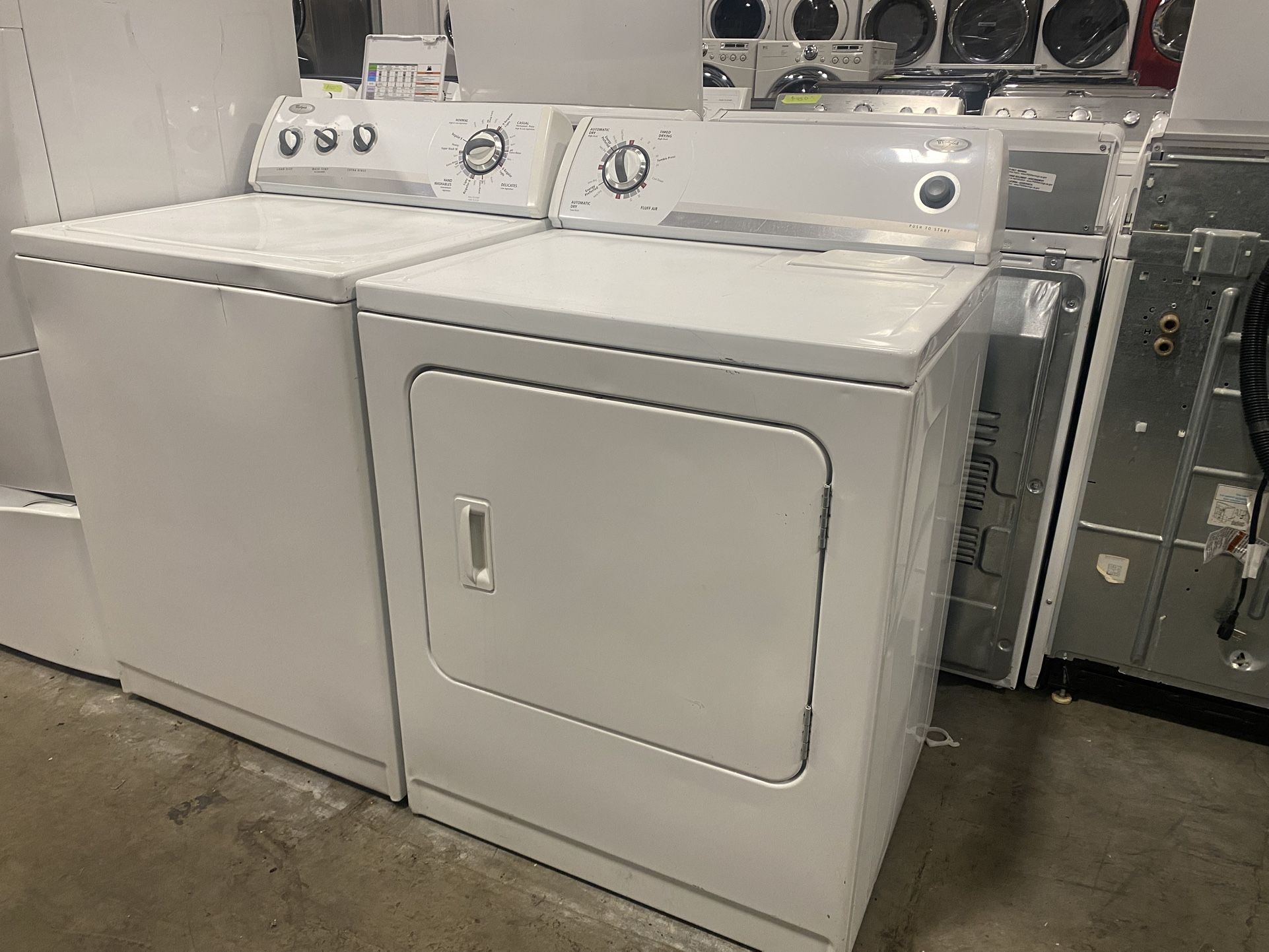 WHIRLPOOL XL WASHER & DRYER ELECTRIC SET WORKS GREAT OLD SCHOOL WARRANTY ATTACHMENTS DELIVERY 