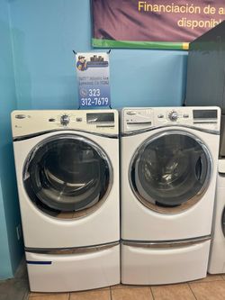Whirlpool Frontload Washer and Dryer Set with Pedestals