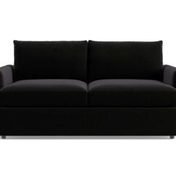 Crate & Barrel Lounge Classic 73” Apartment Sofa – Black Velvet – Like New