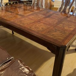 Dining Table Solid Wood Italian Walnut/with 10 Chairs And 2 Leaves *American Of Martinsville*