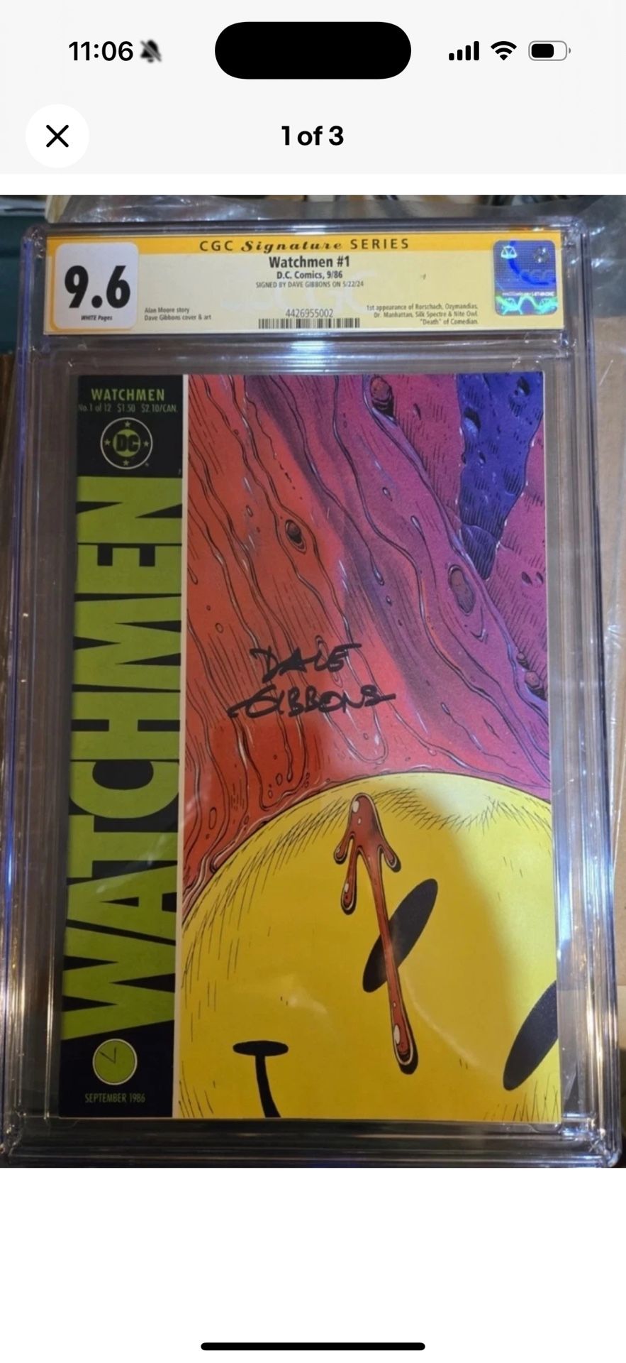 CGC 9.6 Signed Watchmen Comic #1