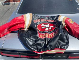 Leather 49ers throwback letterman jacket