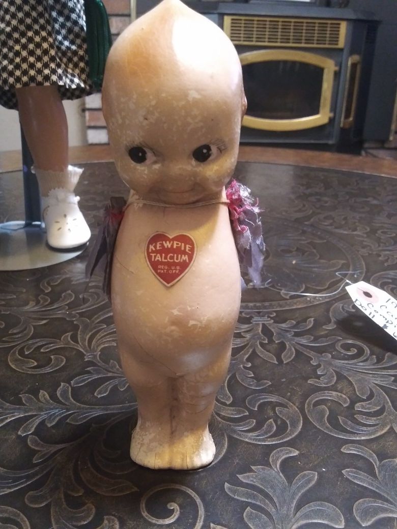 1920s talcum powder bottle doll rare with blue wings