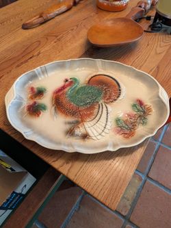 Vintage 1958 Thanksgiving Turkey platter, Lane & co T-12 Mid Century
