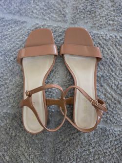 Bamboo Nude Patent Ankle Strap Sandals