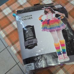 Little Girls 4-6 Beautiful Rainbow UNICORN Costume 