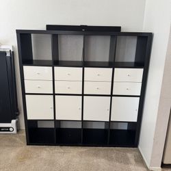 4X4 Storage Cube Organizer W/ 4 Cabinets And 8 Drawers