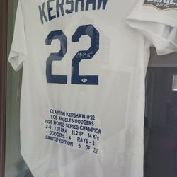 Kershaw signed 2020 Dodger Championship Jersey 
