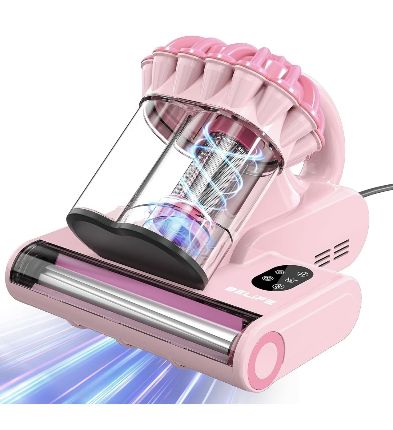 Cleaner with UV & Hot Air & High Heating, 550W 18Kpa Powerful Suction Double-Cup Handheld Vacuum for Bed, Couch, Sofa,
