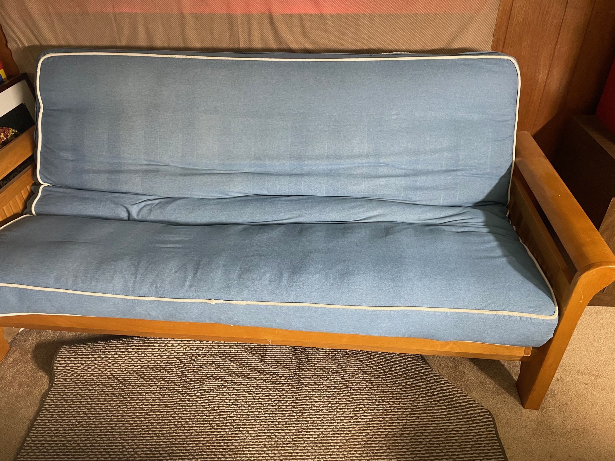 Futon With A Very Thick Mattress And Covers