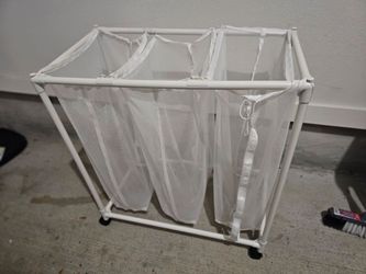 3-Section Laundry Sorter Hamper w/ Wheels