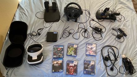 PlayStation VR1 Bundle + Thrustmaster T80 Wheel + HOTAS 4 Flight Stick + Games – Tested, Games Included