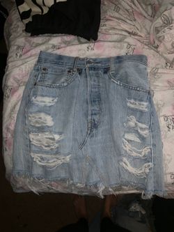 Custom Distressed Levi’s skirt