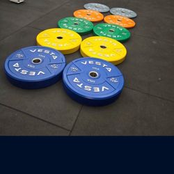 Color Olympic Bumper Plates Set of 260 lb, OR Individual Pairs! 
