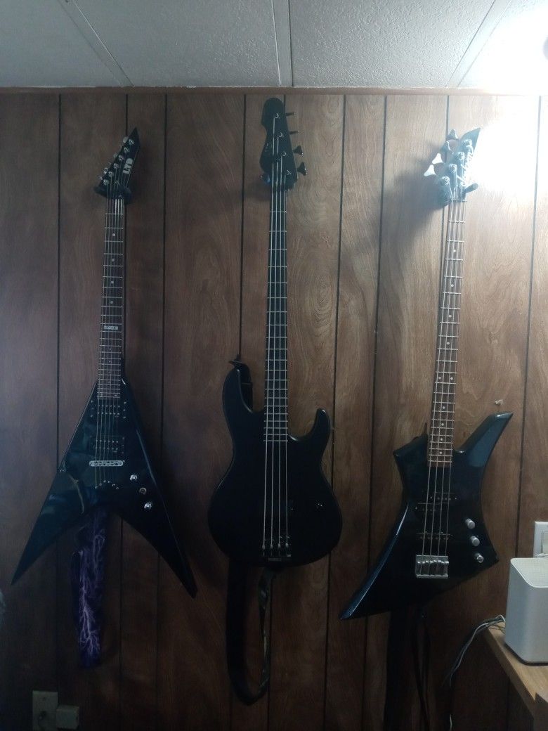 1 Guitar and 2 Basses For sale