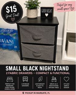Small Black 2-Drawer Nightstand / Storage Table – $15