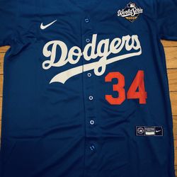 Blue , black or grey Los Angeles Dodgers, Valenzuela, World Series, Fernando, patch Nike jersey
