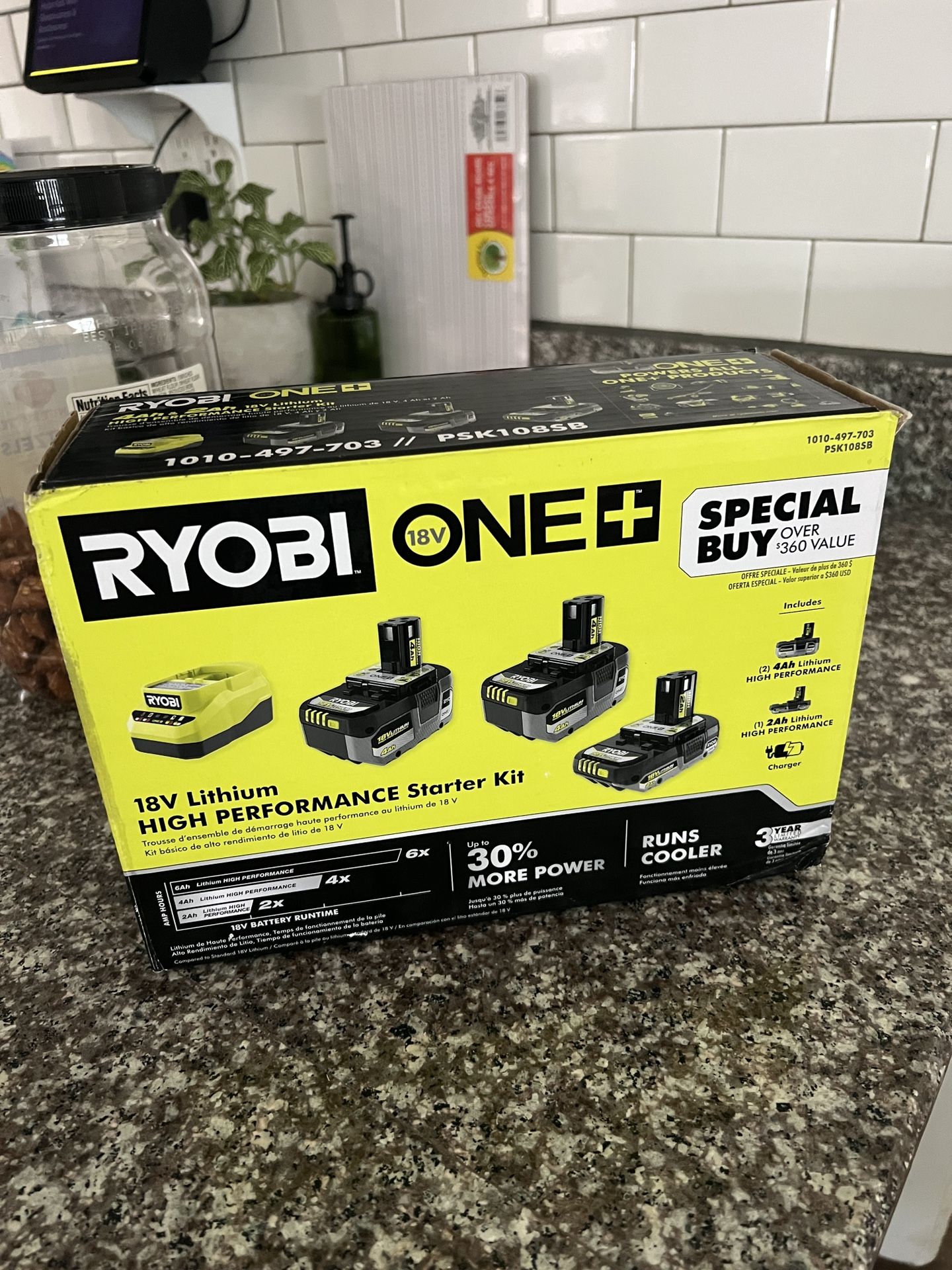 Ryobi 18v One+ Battery Kit With Charger