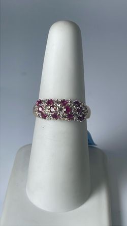 10k gold ring with pink and clear CZ