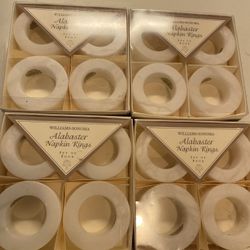 Lot Of 16 William Sonoma Alabaster Napkin Rings