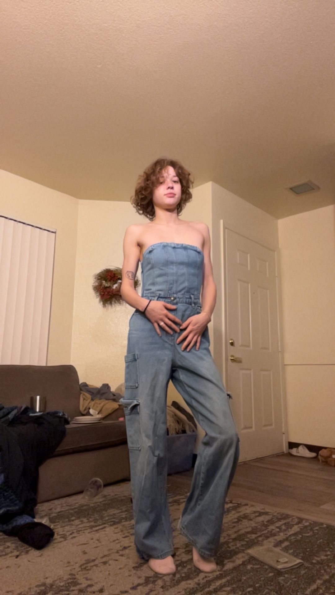 Denim Halter Jumpsuit Romper