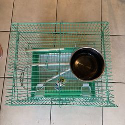 Preowned small green bird cage house