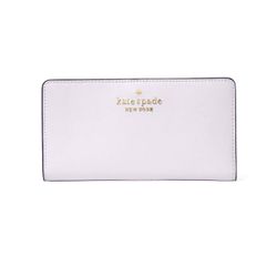 100% Authentic Kate Spade Staci Large Bifold Wallet  Lilac Moon  WLR00545  Saffiano leather  KSNY Metal Pinmount Logo   Two Way Spade Jacquard Lining 