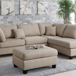 Gorgeous Sand Colored 3 Piece Sectional Set