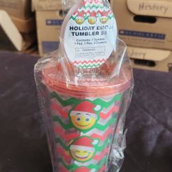 Brand New Holiday / Christmas Emoji To-Go Drink Cup Stationary Kits