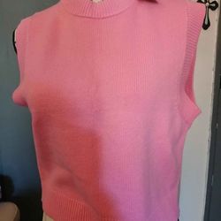 Aurora Pink Sleeveless Mock Neck Knit Vest M New w Tags
