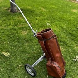 Vintage Browning Bag Boy Play Day Golf Cart & Genuine Leather Golf Bag | Made in USA