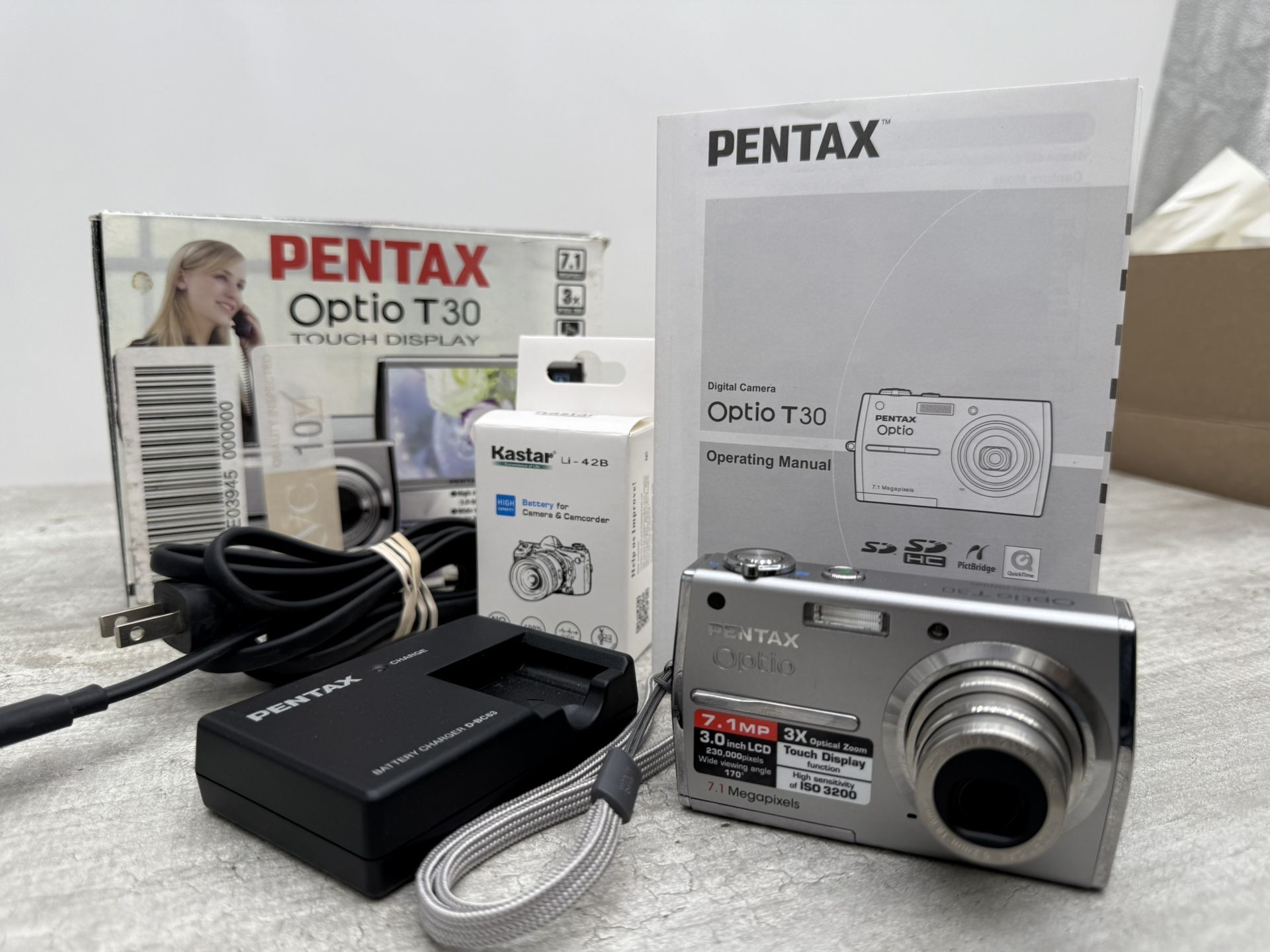 Pentax Optio T30 TOUCH DISPLAY 7.1mp 3X Zoom -3.0” LCD + New Battery + Charger