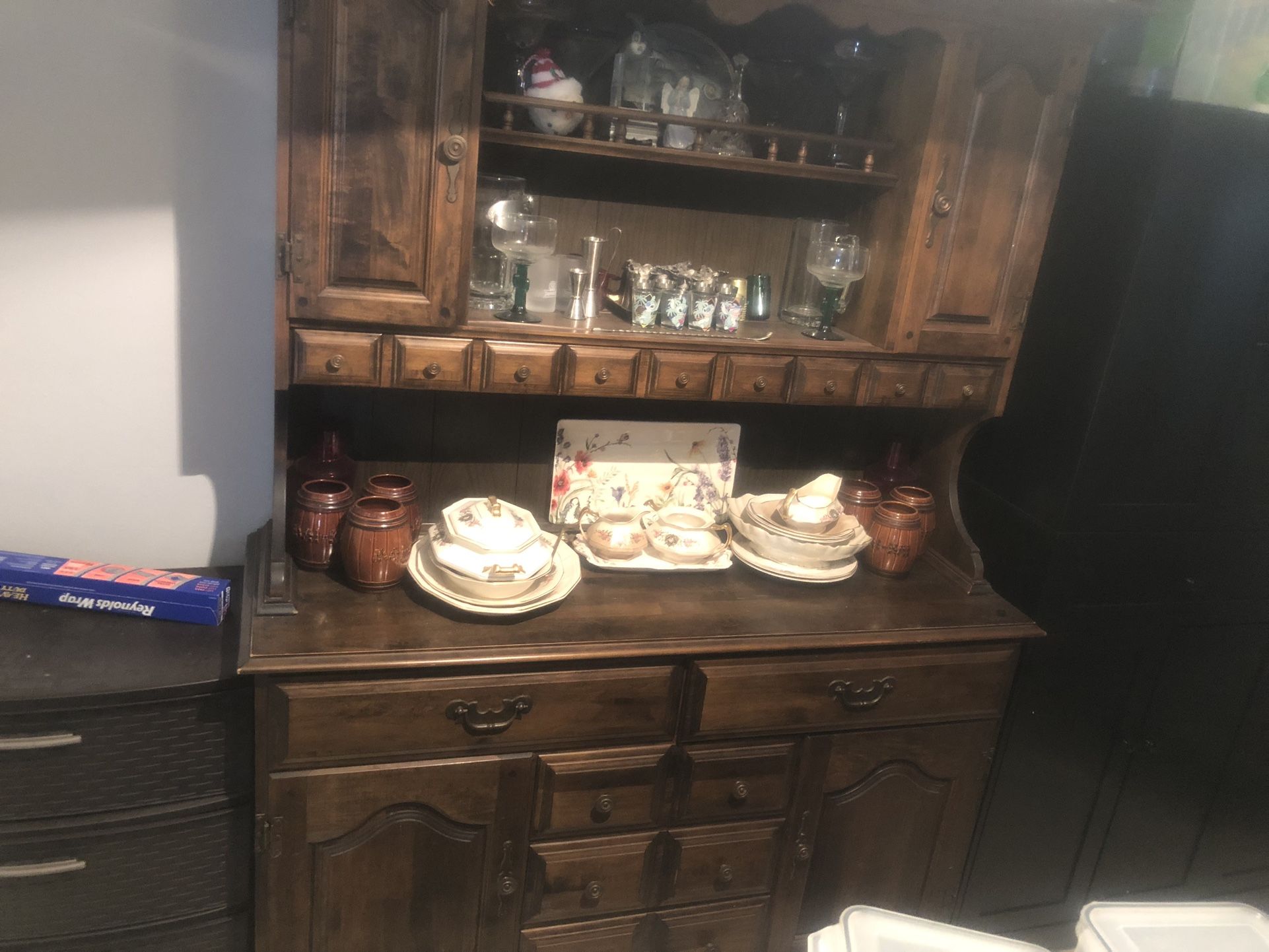Furniture, Antique hutch top and bottom.