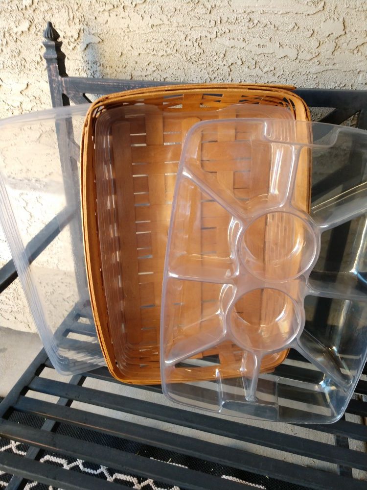 Longaberger serving tray with two plastic protectors