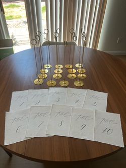 Wedding Table Numbers 1–10 + 16 Gold Table Number Holders