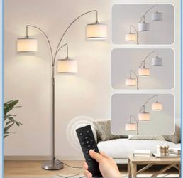 Modern 3-Light Arc Floor Lamp with Remote Control
