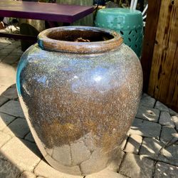 Ceramic Glazed Pot: 17”W x 18”Ha