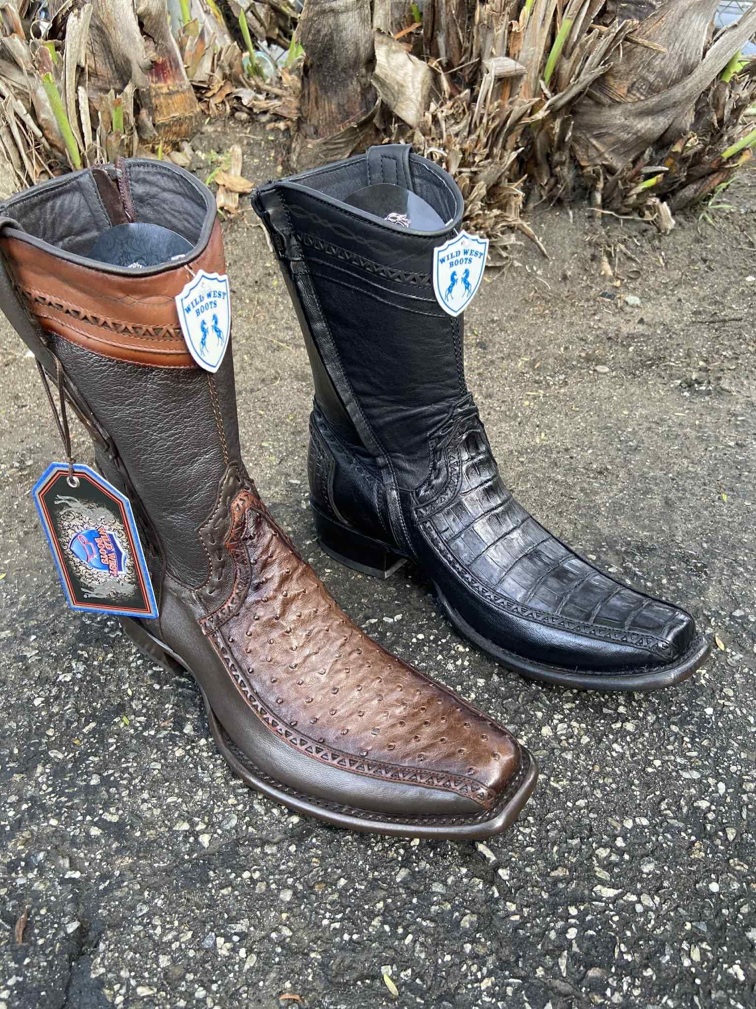 Nuevas botas vaqueras de piel original tejidas para hombre