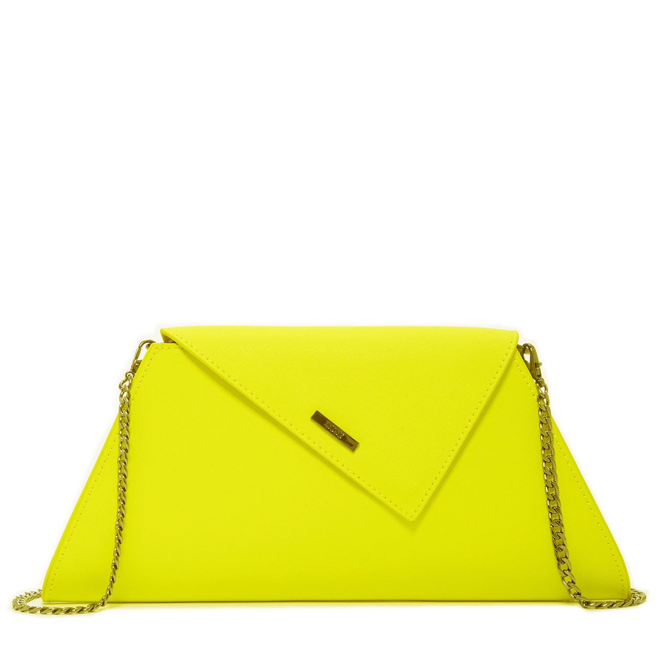 Angelica Electric Yellow Leather Clutch Purse