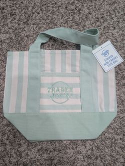 Light green striped mini Trader Joe's Tote Bag!