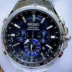 SEIKO Coutura Watch for Men - Coutura Collection - Radio Sync Solar Chronograph (Watch only)
