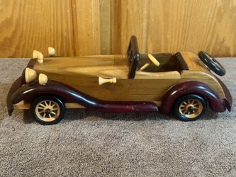 Large 15” Vintage Handcrafted Wooden Antique Car