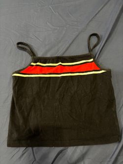 Cotton On Black Crop Tank Top with Stripe Detail