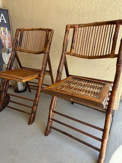 Bamboo Folding Chairs Set of 2