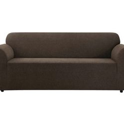 1 Piece Surefit Sofa slipcover  Stretch Chenille Chocolate Box Cushion Form Fit