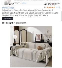 New sealed boho couch cover soft non slip 91” x 134”